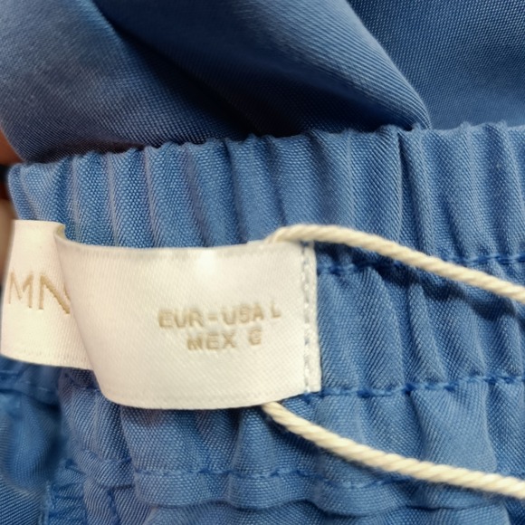 Mango MNG Blue Straight Suit Trousers Women's L High Rise Pockets Formal NWT - Picture 3 of 8